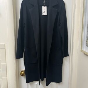 NEW Black Long Cardigan with Open Front and Full-Length Sleeves